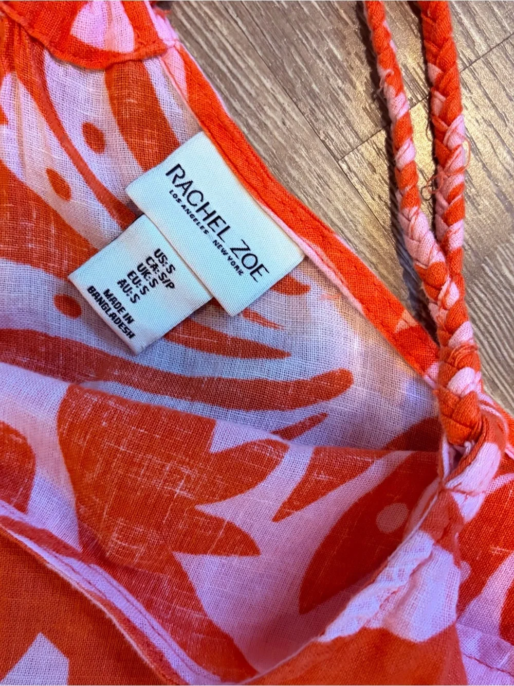 Women’s Orange Print Spaghetti-Strap Maxi Dress Relaxed lightweight fit Sz S